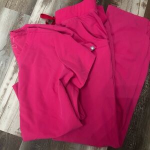 Figs Women's Scrub Set in Bright Pink